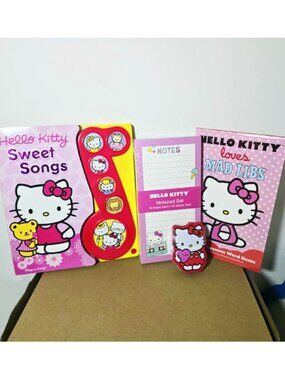 Hello Kitty Stationery & Books Lot Mad Libs Sound Book Notepads Candy Tin Sanrio